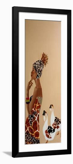 African Woman with African Geese, 2016-Susan Adams-Framed Giclee Print