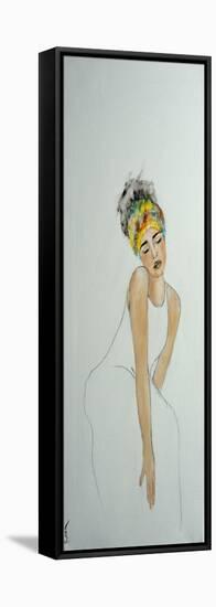 African Woman with Colourful Headdress (2) 2016-Susan Adams-Framed Stretched Canvas