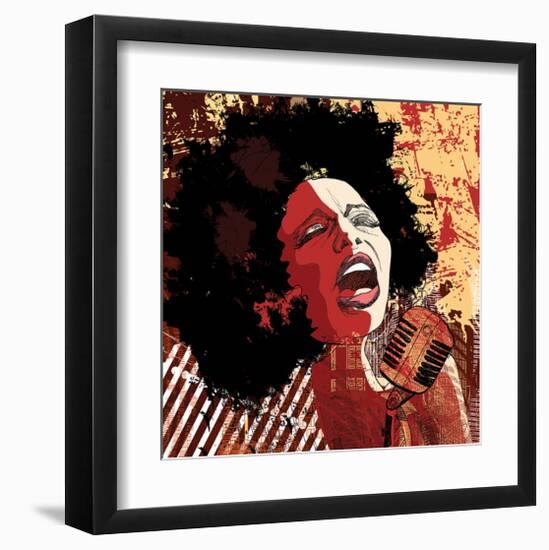 Afro American Jazz Singer-null-Framed Art Print