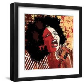 Afro American Jazz Singer-null-Framed Art Print