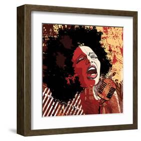 Afro American Jazz Singer-null-Framed Art Print