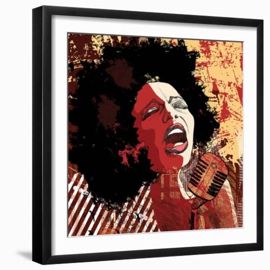 Afro American Jazz Singer-null-Framed Art Print