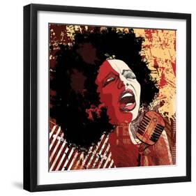 Afro American Jazz Singer-null-Framed Art Print