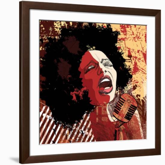 Afro American Jazz Singer-null-Framed Art Print