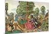 After a 16th Century Woodcut by Peter Flötner Entitled the Hazards of Love, Lovers in a Garden-null-Mounted Giclee Print