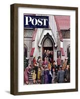 "After Church," Saturday Evening Post Cover, April 16, 1949-Stevan Dohanos-Framed Giclee Print