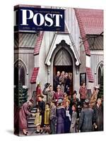 "After Church," Saturday Evening Post Cover, April 16, 1949-Stevan Dohanos-Stretched Canvas