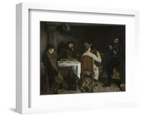 After Dinner at Ornans, 1848-Gustave Courbet-Framed Giclee Print