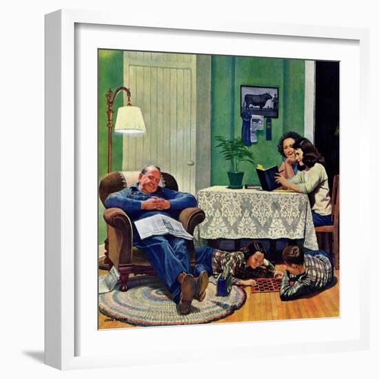 "After Dinner at the Farm," March 27, 1948-John Falter-Framed Giclee Print