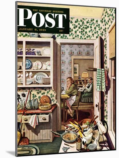 "After Dinner Dishes," Saturday Evening Post Cover, January 8, 1949-Stevan Dohanos-Mounted Giclee Print