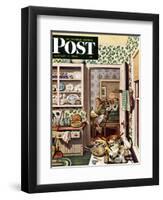 "After Dinner Dishes," Saturday Evening Post Cover, January 8, 1949-Stevan Dohanos-Framed Giclee Print