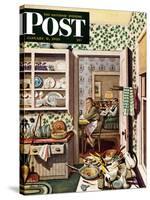 "After Dinner Dishes," Saturday Evening Post Cover, January 8, 1949-Stevan Dohanos-Stretched Canvas