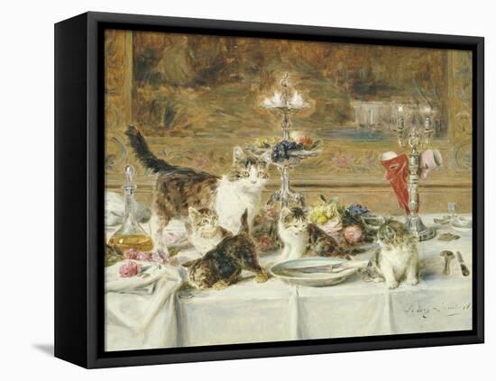 After Dinner Guests-Louis Eugene Lambert-Framed Stretched Canvas