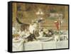 After Dinner Guests-Louis Eugene Lambert-Framed Stretched Canvas