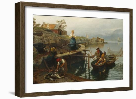 After fishing Home from fishing, 1877-Hans Dahl-Framed Giclee Print