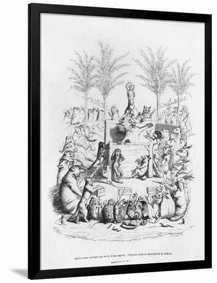 After Having a Glass of Sugar Water, the Famous Orator Comes Down the Platform', Illustration…-J.J. Grandville-Framed Giclee Print