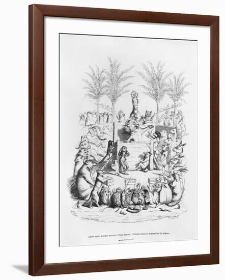 After Having a Glass of Sugar Water, the Famous Orator Comes Down the Platform', Illustration…-J.J. Grandville-Framed Giclee Print