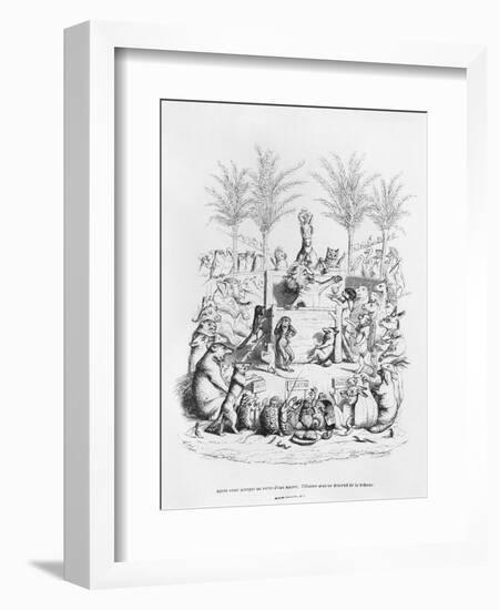 After Having a Glass of Sugar Water, the Famous Orator Comes Down the Platform', Illustration…-J.J. Grandville-Framed Giclee Print