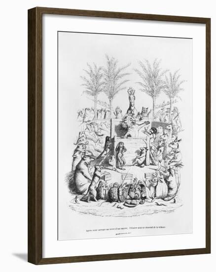 After Having a Glass of Sugar Water, the Famous Orator Comes Down the Platform', Illustration…-J.J. Grandville-Framed Giclee Print