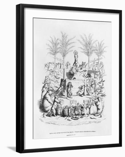 After Having a Glass of Sugar Water, the Famous Orator Comes Down the Platform', Illustration…-J.J. Grandville-Framed Giclee Print