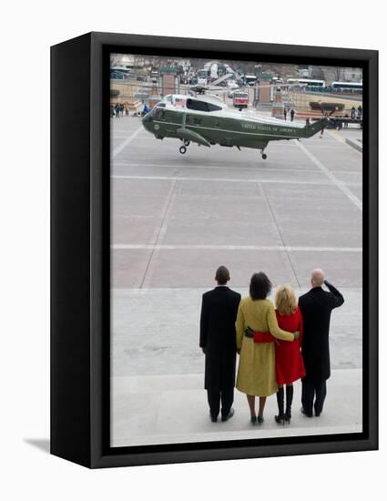 After Obama Was Sworn in as the 44th President in Washington-null-Framed Stretched Canvas