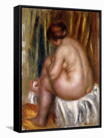 After the Bath (Nude Study)-Pierre-Auguste Renoir-Framed Stretched Canvas