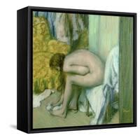 After the Bath, Woman Drying Her Left Foot, 1886-Edgar Degas-Framed Stretched Canvas