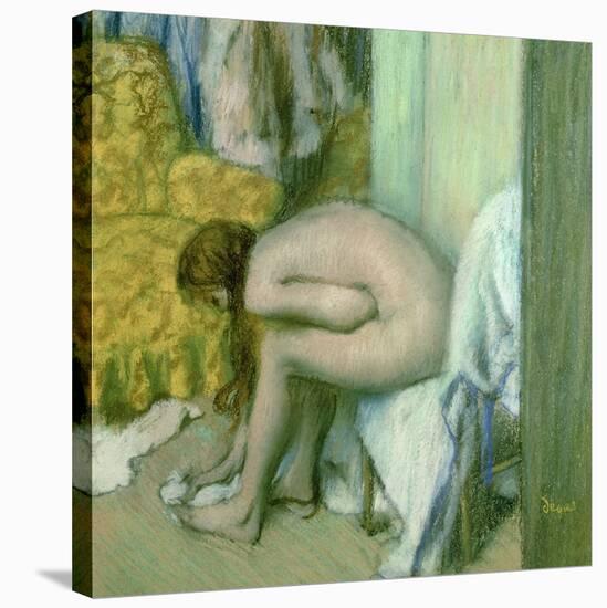 After the Bath, Woman Drying Her Left Foot, 1886-Edgar Degas-Stretched Canvas