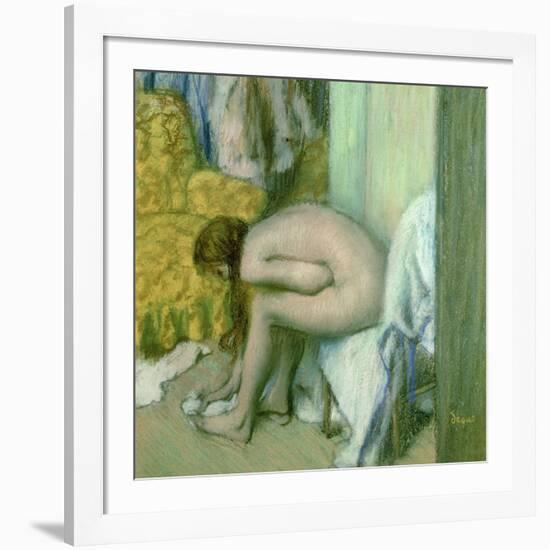 After the Bath, Woman Drying Her Left Foot, 1886-Edgar Degas-Framed Giclee Print