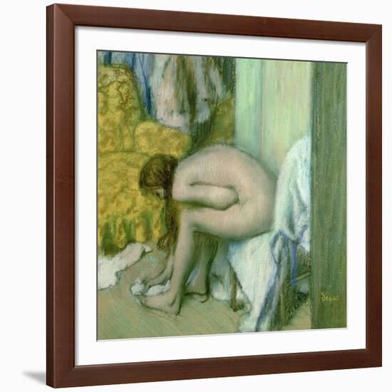 After the Bath, Woman Drying Her Left Foot, 1886-Edgar Degas-Framed Giclee Print