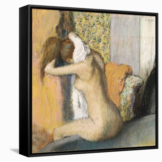 After the Bath, Woman Drying Her Neck, 1898-Edgar Degas-Framed Stretched Canvas