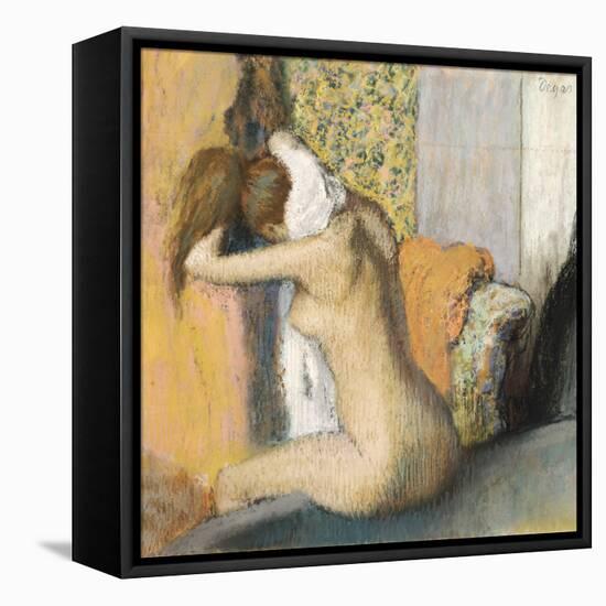 After the Bath, Woman Drying Her Neck, 1898-Edgar Degas-Framed Stretched Canvas