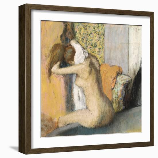 After the Bath, Woman Drying Her Neck, 1898-Edgar Degas-Framed Giclee Print