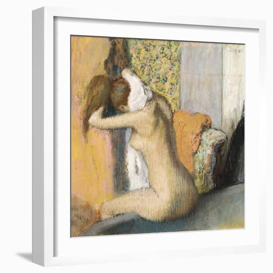 After the Bath, Woman Drying Her Neck, 1898-Edgar Degas-Framed Giclee Print