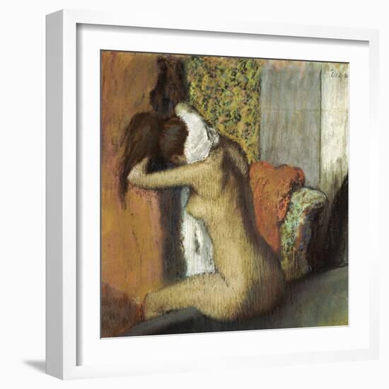 After the Bath, Woman Drying Her Neck, 1898-Edgar Degas-Framed Giclee Print