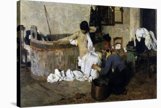 After the Bath-Giacomo Favretto-Stretched Canvas