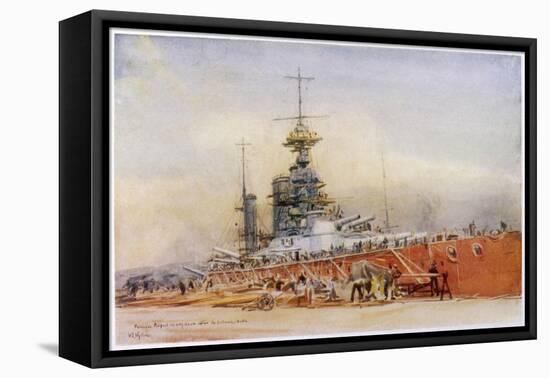 After the Battle of Jutland Hms "Princess Royal" Undergoes Repairs in a Dry Dock-William Lionel Wyllie-Framed Stretched Canvas