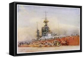 After the Battle of Jutland Hms "Princess Royal" Undergoes Repairs in a Dry Dock-William Lionel Wyllie-Framed Stretched Canvas