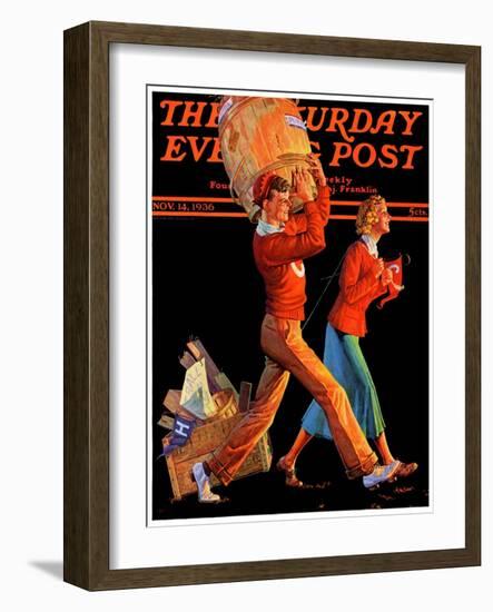 "After the Game," Saturday Evening Post Cover, November 14, 1936-Monte Crews-Framed Giclee Print