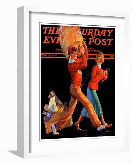 "After the Game," Saturday Evening Post Cover, November 14, 1936-Monte Crews-Framed Giclee Print