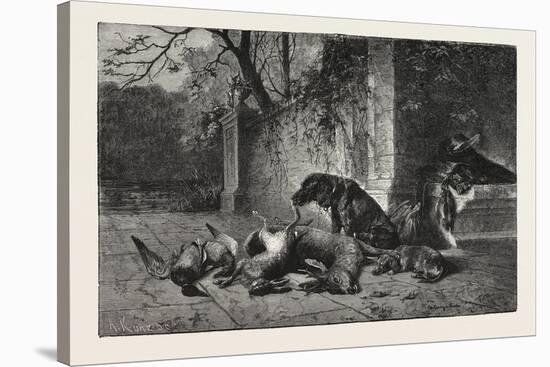 After the Hunt, Dogs, Deer, Hare, Ducks, 1876-null-Stretched Canvas