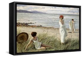 After the Swim at Hornbaek Beach, Denmark-Paul Fischer-Framed Stretched Canvas