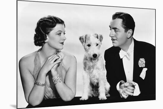 After the Thin Man by W.S. Van Dyke with Myrna Loy, William Powell, the dog Asta, 1936 (b/w photo)-null-Mounted Photo