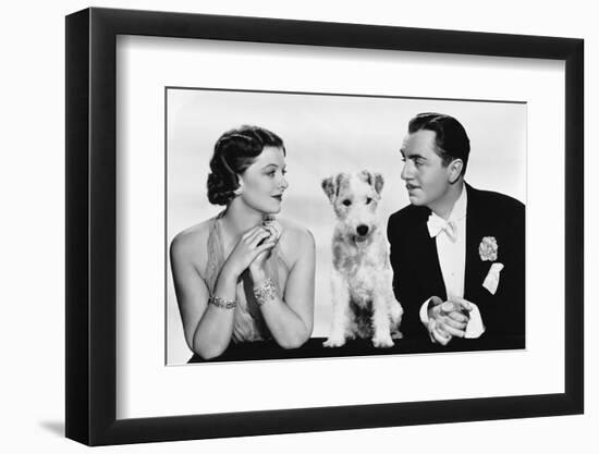 After the Thin Man by W.S. Van Dyke with Myrna Loy, William Powell, the dog Asta, 1936 (b/w photo)-null-Framed Photo