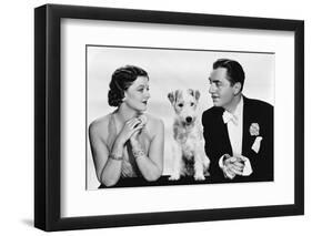 After the Thin Man by W.S. Van Dyke with Myrna Loy, William Powell, the dog Asta, 1936 (b/w photo)-null-Framed Photo