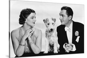 After the Thin Man by W.S. Van Dyke with Myrna Loy, William Powell, the dog Asta, 1936 (b/w photo)-null-Stretched Canvas