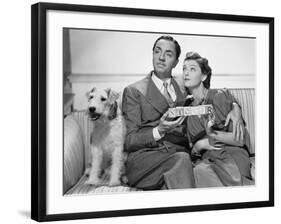 After the Thin Man by W.S. Van Dyke with Myrna Loy, William Powell, the dog Asta, 1936 (b/w photo)-null-Framed Photo