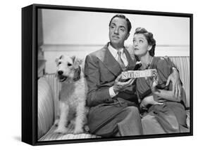 After the Thin Man by W.S. Van Dyke with Myrna Loy, William Powell, the dog Asta, 1936 (b/w photo)-null-Framed Stretched Canvas