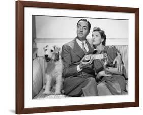 After the Thin Man by W.S. Van Dyke with Myrna Loy, William Powell, the dog Asta, 1936 (b/w photo)-null-Framed Photo