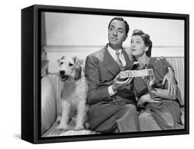 After the Thin Man by W.S. Van Dyke with Myrna Loy, William Powell, the dog Asta, 1936 (b/w photo)-null-Framed Stretched Canvas